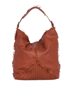 Intrecciato Hobo Bag, Leather, Brown/Red, V00EK6314, 3*